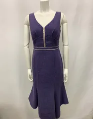 1036 DEA by ROBE de FLEURS ディアバイローブドフルール キャバクラ ドレス マーメイド ラメ ノースリーブ フロントジップ タイト キャバドレス M