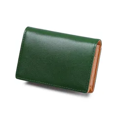 [MORFFEYIA]名刺入れ メンズ 栃木レザー 本革 名刺ケース 大容量 50枚 男女兼用 (グリーン)