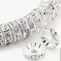 No.192【100個セット】キラキラ ラインストーン ロンデル スペーサービーズ アクセサリーパーツ