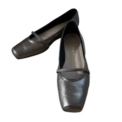 Z1535 REGAL リーガル メリージェーン パンプス スクエアトゥ メタリックグレー 日本製 レディース 23cm