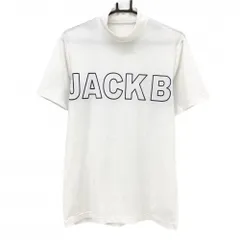 ジャックバニー 長袖ハイネックシャツ 白×ネイビー ロゴプリント メンズ 4(M) ゴルフウェア Jack Bunny