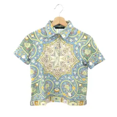 美品 ETRO エトロ 花柄 総柄 半袖ポロシャツ サイズ:42  マルチカラー/ブルー  レディース 　240001150077