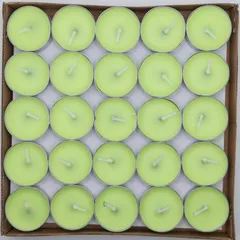 HIDERME ティーライトキャンドル ろうそく アルミカップ 無香料 50個入り 円形 (Green)