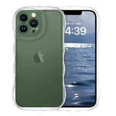 GUAGUA いphone 13Promax ケース クリア ウェーブ iPhone13Promax ソフト TPU 透明 ケース うねうね 人気 バンパー 耐衝撃 超軽量 薄型 ワイヤレス充電対応 ストラップホール付き アクスタが入る スマホケース iP 1