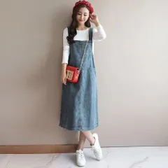 ☆ ブルー ☆ Mサイズ ☆ サロペット pmysr0926 デニム サロペット スカート デニムスカート ジャンパースカート レディース 秋冬 秋 冬 春 オールシーズン 膝下 ひざ下 膝丈 ひざ丈 カジュアル ナチュラル 無地 おしゃれ シンプル