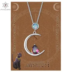 開運 グッズ アクセサリー ネックレス ピンクジルコン オパール青 ムーン 希望 レディース プレゼント [Amuleri] AK-101PB