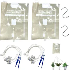 East Leaf 植物 自動水やり機 自動給水器 点滴灌漑 バッグ 大容量 流量調整可能 出水口x3 6.5L 庭 花壇 鉢植え 植木鉢 S字フック付(クリア（背面はグレー）,  2個)