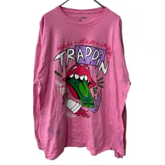 FASHIONNOVA 長袖 プリントTシャツ 2X ピンク ファッションノバ メキシコ製 コットン100% ロンT カットソー ビッグサイズ 秋物 a709-6688