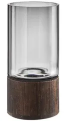 【人気商品】花びん 大きい シンプル グレー ブラック 可愛い 透明 花器 かわいい おしゃれ 北欧 インテリア フラワーベース 木製 高さ26cm ガラス 花瓶