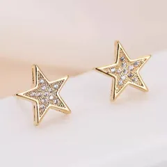 キュービックジルコニア　クリスタルスターピアス ゴールド