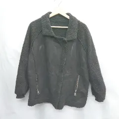 ◇ ⊇ JUNOAH　ジュノア ボア生地 長袖 ボアジャケット サイズM ブラック系 レディース E  【1505220010703】