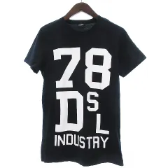 ディーゼル DIESEL Tシャツ カットソー 半袖 丸首 クルーネック プリント コットン 黒 ブラック XS