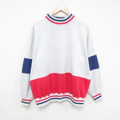XL/古着 長袖 スウェット メンズ 00s マルチカラー 大きいサイズ モックネック ハイネック グレー他 霜降り 25mar21 中古 スエット トレー