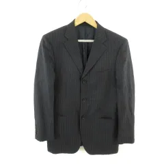 バーバリーブラックレーベル BURBERRY BLACK LABEL テーラードジャケット ブレザー 長袖 ピンストライプ 黒 40R *E656