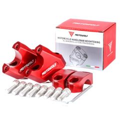 バイク 22mm ハンドルバー用 バックスペーサー キット 2個 セット CNC アルミ ハンドル クランプ 赤 レッド (レッド)