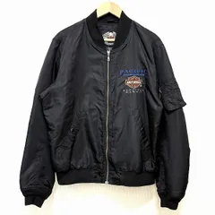 #wnc ハーレーダビッドソン HARLEYDAVIDSON ブルゾン 黒 ジップアップ 中綿 MA-1タイプ 刺繍 ホノルル ハワイ限定 メンズ [943724]のサムネイル
