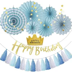 Hapipa 誕生日 飾り付け バルーン 風船 ガーランド happy birthday 大 人気 デコレーションセット( ブルー)