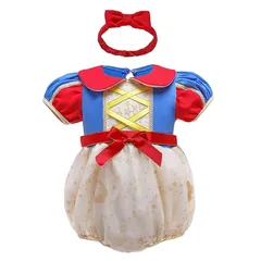【在庫限り】[Dressy Daisy] 赤ちゃん 女の子 ロンパース 白雪姫 コスチューム プリンセス 仮装 ベビー ドレス ハロウィン 衣装 ヘアバンド 付き サイズ 9～12ヶ月