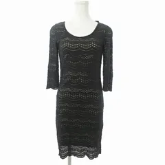 デニム&サプライ ラルフローレン DENIM & SUPPLY RALPH LAUREN ワンピース 5分袖 膝丈 総レース ベアバック リボン XS 黒 1003