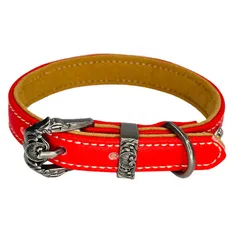 特価商品 Beanspet アンティーク調犬用レザー首輪 小型犬・中型犬用 マイクロファイバー製 おしゃれドッグカラー XS～Lサイズ展開 (XSサイズ レッド)