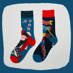 和柄ジャパン クルーソックス #171　左右非対称