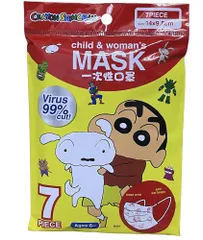 [世人商事] キャラクター 不織布マスク 小さめ 子供婦人サイズ 3層不織布 7枚入りｘ1パック (クレヨンしんちゃん)