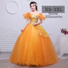 イブニングドレス パーティードレス イエロー 黄 ナイトドレス 大きいサイズ 謝恩会 花柄 ドレス 結婚式 XS S M L XL LL 2XL XXL 3XL XXXL 姫系 発表会 プリンセス ガーリー 紐タイプ 豪華 パーティー ロング丈 オフショルダー