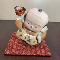 Ｍoss様専用　福助　置物　縁起物　獅子舞　陶器　　骨董品　アンティーク　レトロ　よーいドン　隣の人間国宝　人形　商売繁盛　風水　福助人形　伝統工芸品　アンティーク　工芸品