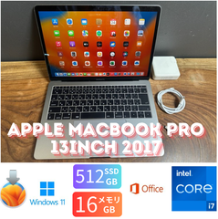 「美品新品バッテリー」Apple MacBook PRO Retina 13inch 2017/最上位CPUi7 2.5GHZ/16GB/SSD512GB/Windows11/office2024/CJ321