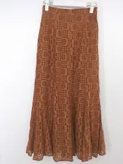 ◇ &.NOSTALGIA アンド ドット ノスタルジア 総レース ロング フレア スカート サイズM ブラウン系 レディース P  【中古】 【1210060003524】