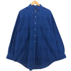 古着 ラルフローレン Ralph Lauren INDIGO OXFORD 長袖 ボタンダウンチェックシャツ メンズXL相当/eaa521399