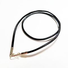 45cm レザーネックレス シルバー925 牛革 ブラック 黒 留具 925 Silver