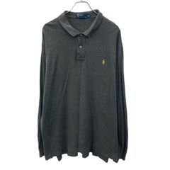 POLO RALPH LAUREN 長袖 ポロシャツ 2XL チャコールグレー ポロラルフローレン ハーフボタン ポニー刺繍 古着卸 アメリカ仕入 a708-5055
