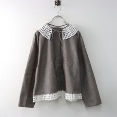 美品 ゆべし × サマンサモスモス Samansa Mos2 SM2 襟取り外しブラウス F/ブラウン シャツ トップス 長袖 綿 麻【2400014481549】