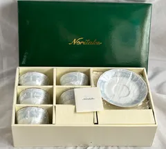 未使用 箱入り ノリタケ H9587A  Noritake カップ&ソーサー セット （コーヒー ティー兼用）220cc レースウッドゴールド5客ブルーファインポーセレン H9587A/1507