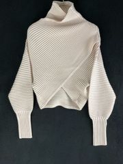 【お値引き交渉大歓迎】 VICTORIA BECKHAM　ビクトリアベッカム XS ベージュ アシンメトリーリプニット