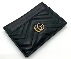 【鑑定済み】正規品 美品 グッチ GUCCI GGマーモント カードケース ブラック 黒 443127