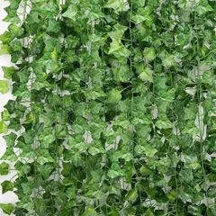 【人気商品】24本セット 2.2M 人工観葉植物 アイビー造花藤 結束バンド100枚付き フェイクグリーン 緑葉壁掛け吊りのインテリア 飾り 玄関飾り フェイクフラワー 人工植物枯れないグリーン