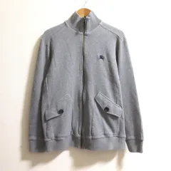 美品 BURBERRY BLACK LABEL バーバリーブラックレーベル ロゴ ジップアップジャケット サイズ3 グレー メンズ 古着 中古 USED