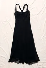 【シルク100%✨】ジルスチュアート＊JILLSTUART＊パーティードレス＊ブラックティアードキャミワンピース／ロング丈／サイズ4／Sサイズ相当✨送料無料✨のサムネイル
