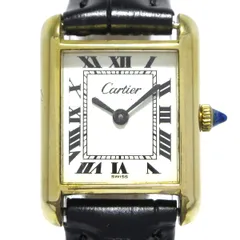 Cartier(カルティエ) 腕時計 マストタンク レディース 18K GOLD ELECTROPLATED/社外ベルト/社外尾錠/アンティーク/要OH 白のサムネイル