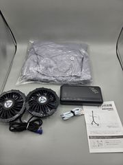 動作確認済み ファン付きベスト セット グレー系 モバイルバッテリー付 空調服 Mサイズ