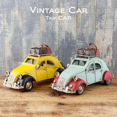 ヴィンテージカー 車 ブリキ Trip Car オブジェ 置物 レトロ 水色新品 