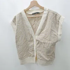 ◇ ⊂ ZARA ザラ ハイゲージ ノースリーブ ベスト サイズM アイボリーグレージュ ラベンダー系 レディース E  【1506130000679】