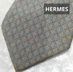 HERMES エルメス ネクタイ シルク100％ 総柄 7176 UA フランス製《1021-19》