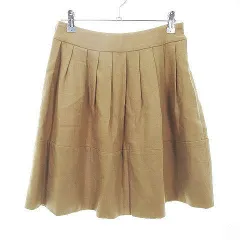 アナトリエ ANATELIER フレアスカート ひざ丈 ミニ タック ウール サイドファスナー 無地 36 ベージュ ボトムス /T2