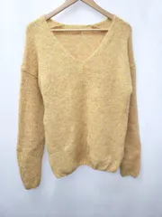 ◇ ⊇ CEDNIE セドニー Vネック ミックスカラー 長袖 ニット セーター サイズM イエロー系 レディース E  【1506180001466】