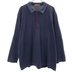 Y’s for men ワイズフォーメン 長袖 天竺ジャージー生地 ポロシャツ ネイビー メンズ 古着