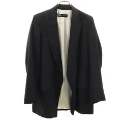 ZARA ザラ リネン ジャケット M ブラック レディース 古着