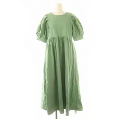 ナノユニバース nano universe 星玲奈 24SS タックスリーブタスランマキシワンピース ロング丈 半袖 ボリュームスリーブ S 緑 グリーン /YQ ■OS